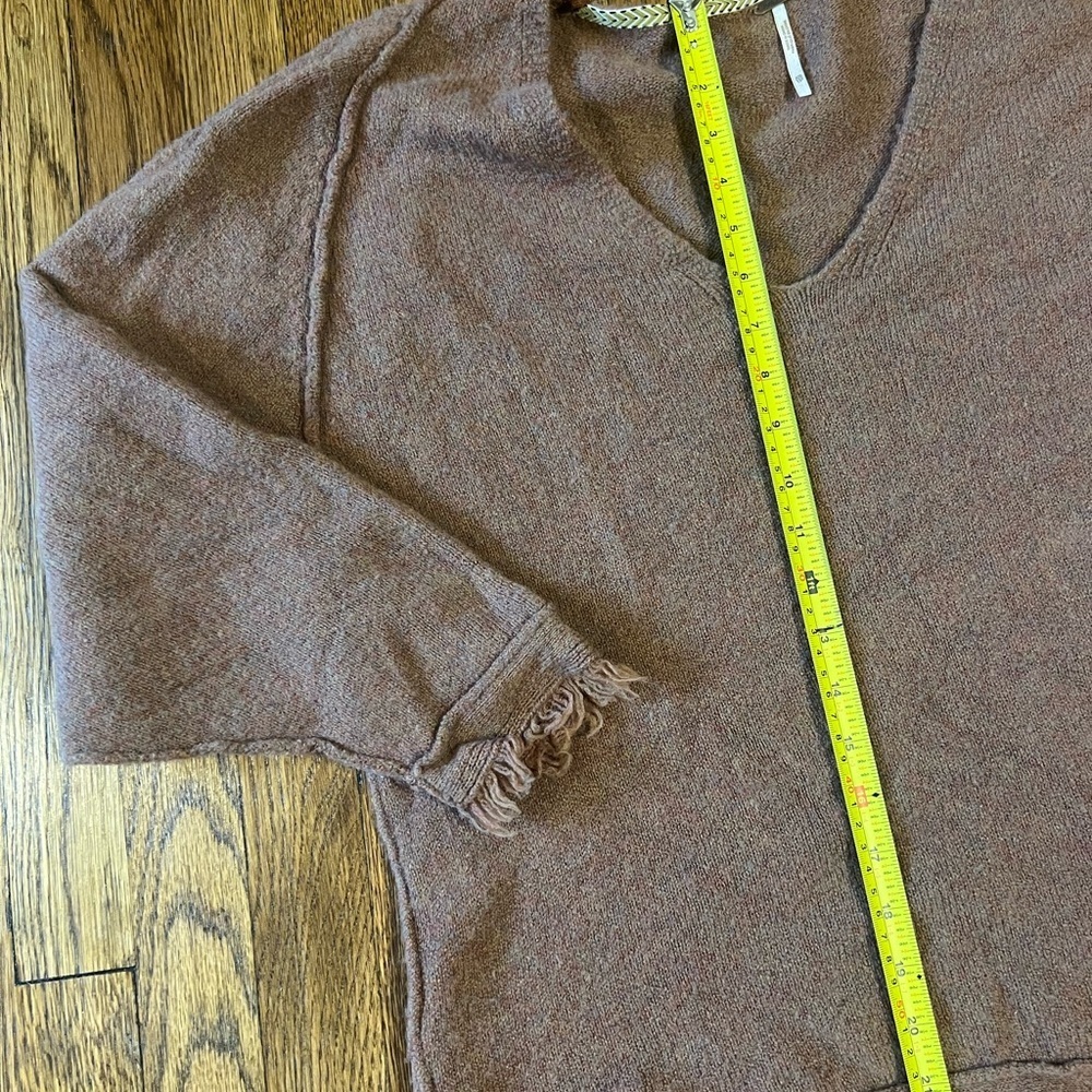 Free People Tan V-Neck Sweater with Fringe - Picture 13 of 13